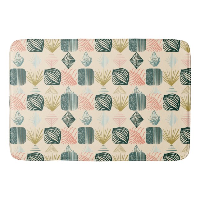 Bold Caribbean Tribal Mudcloth: Boho Butterkräm Badrumsmatta (Framsidan)