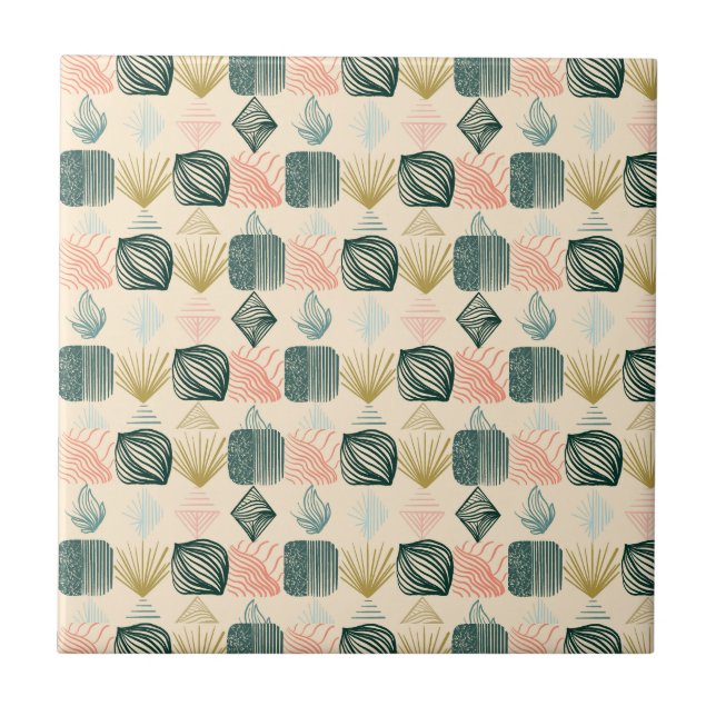 Bold Caribbean Tribal Mudcloth: Boho Butterkräm Kakelplatta (Framsidan)