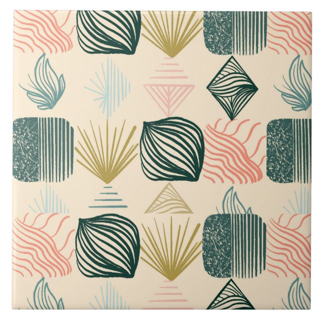 Bold Caribbean Tribal Mudcloth: Boho Butterkräm Kakelplatta (Framsidan)