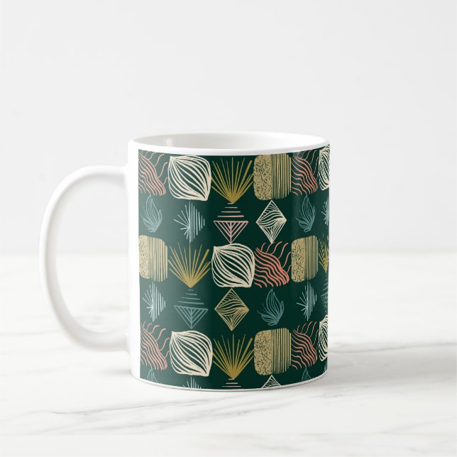Bold Caribbean Tribal Mudcloth: Boho Teal Kaffemugg (Vänster)