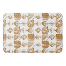Bold Caribbean Tribal Mudcloth: Guld, White Badrumsmatta