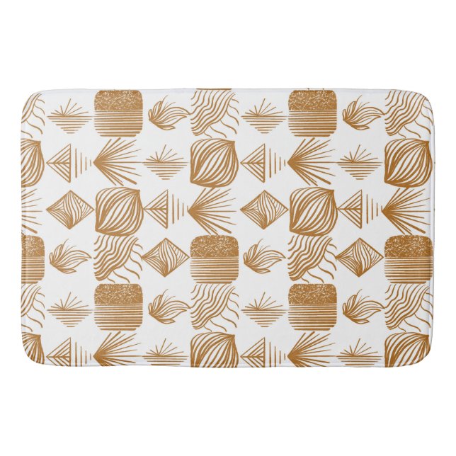 Bold Caribbean Tribal Mudcloth: Guld, White Badrumsmatta (Framsidan)