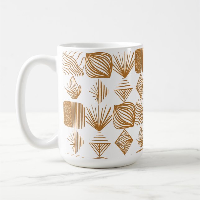 Bold Caribbean Tribal Mudcloth: Guld, White Kaffemugg (Vänster)