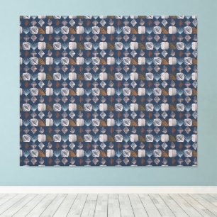 Bold Caribbean Tribal Mudcloth: Navy Blue, Boho Canvastryck
