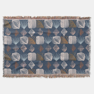 Bold Caribbean Tribal Mudcloth: Navy Blue, Boho Filt