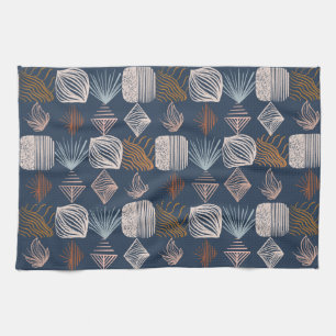 Bold Caribbean Tribal Mudcloth: Navy Blue, Boho Kökshandduk