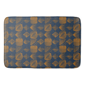 Bold Caribbean Tribal Mudcloth: Navy Blue, Guld Badrumsmatta