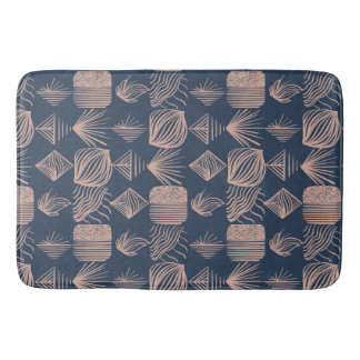Bold Caribbean Tribal Mudcloth: Navy Blue, Rosa Badrumsmatta