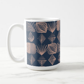 Bold Caribbean Tribal Mudcloth: Navy Blue, Rosa Kaffemugg
