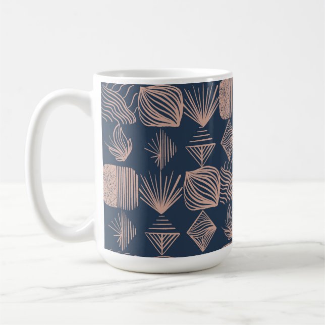Bold Caribbean Tribal Mudcloth: Navy Blue, Rosa Kaffemugg (Vänster)