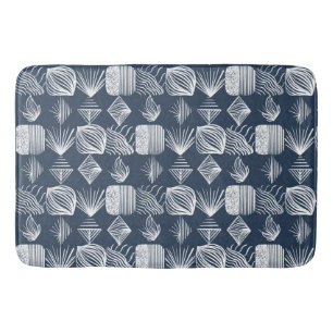 Bold Caribbean Tribal Mudcloth: Navy Blue& White Badrumsmatta