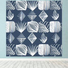 Bold Caribbean Tribal Mudcloth: Navy Blue& White Canvastryck