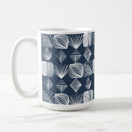 Bold Caribbean Tribal Mudcloth: Navy Blue& White Kaffemugg