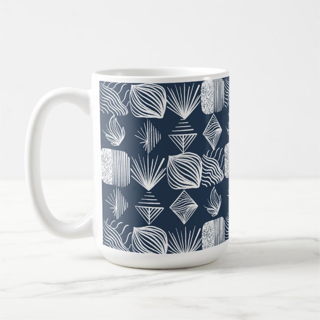 Bold Caribbean Tribal Mudcloth: Navy Blue& White Kaffemugg (Vänster)