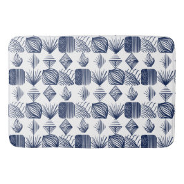 Bold Caribbean Tribal Mudcloth: White, Navy Blue Badrumsmatta
