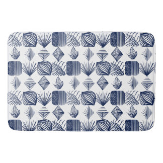 Bold Caribbean Tribal Mudcloth: White, Navy Blue Badrumsmatta