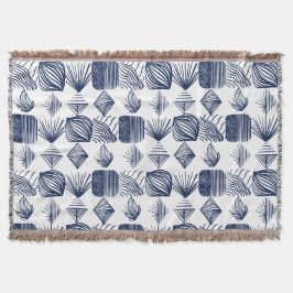 Bold Caribbean Tribal Mudcloth: White, Navy Blue Filt