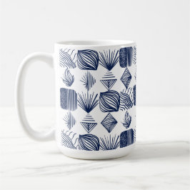 Bold Caribbean Tribal Mudcloth: White, Navy Blue Kaffemugg