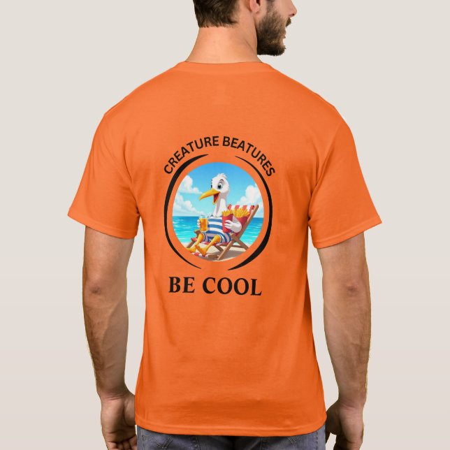 bold Cartoon dressed up  cheeky Seagull – Be Cool T Shirt (Baksida)