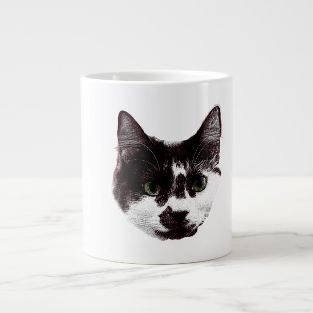 Bold Cat Gaze | Ink Style Mug Jumbo Mugg (Framsidan)