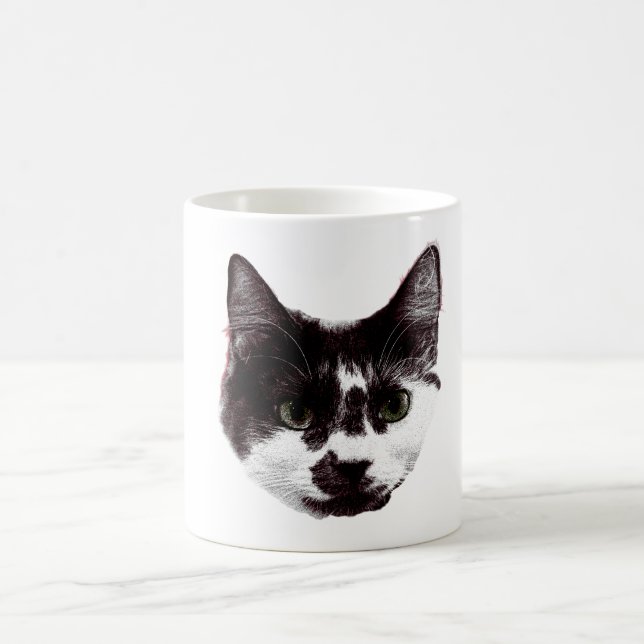 Bold Cat Gaze | Ink Style Mug Kaffemugg (Center)
