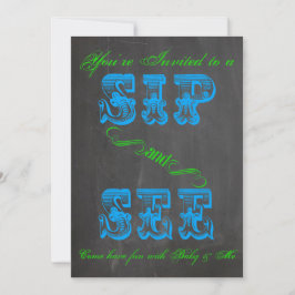 BOLD Chalkboard Sip och See Baby Shower Boy Inbjud Inbjudningar