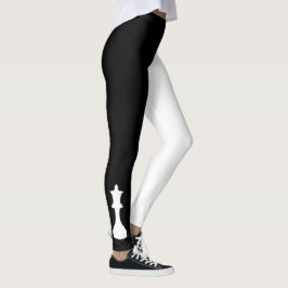Bold Chess Queen Black and White Leggings