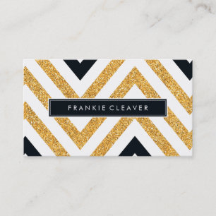 BOLD CHEVRON MÖNSTER trendig modern guld glitter Visitkort