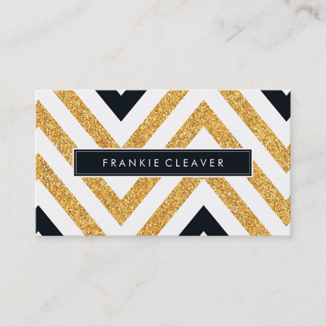 BOLD CHEVRON MÖNSTER trendig modern guld glitter Visitkort (Framsida)