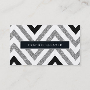 BOLD CHEVRON MÖNSTER trendig modern silver glitter Visitkort