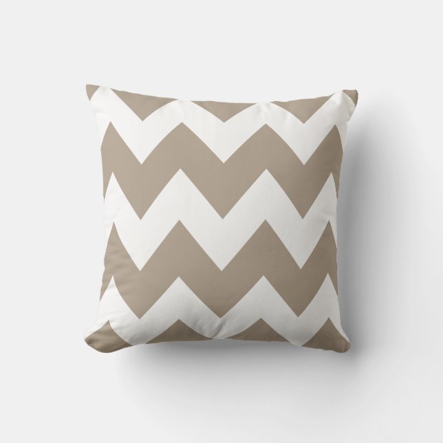 Bold Chevron Zigzag Mönster Beige White Kudde (Framsida)