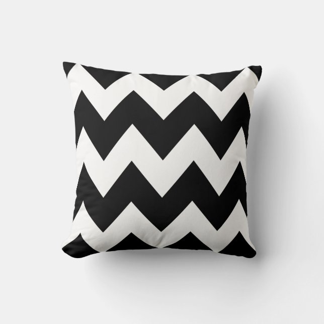Bold Chevron Zigzag Mönster Black White Kudde (Framsida)