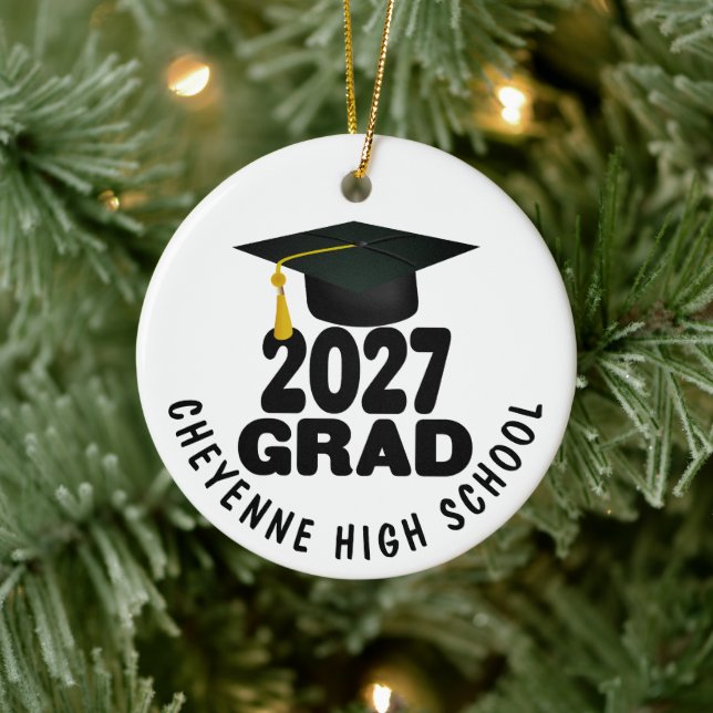 Bold Class of 2027 Photo Graduation Julgransprydnad Keramik (Träd)