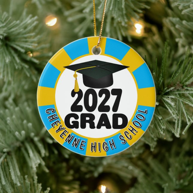 Bold Class of 2027 Photo Graduation Julgransprydnad Keramik (Träd)