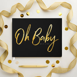Bold Clean Modern Oh Baby TypoGraphics Baby Shower Gästböcker