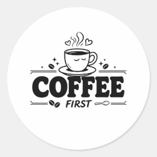 Bold Coffee First Cute Smiling Travel Mug Sticker Runt Klistermärke