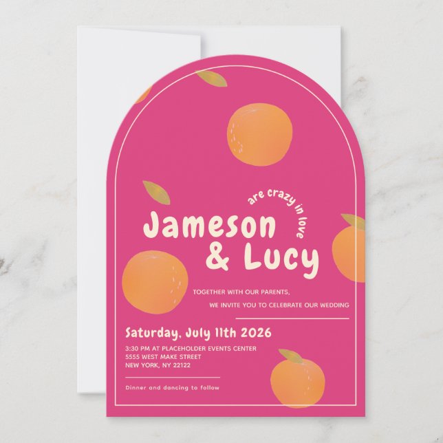 Bold, colorful citrus wedding invitation inbjudningar (Framsida)