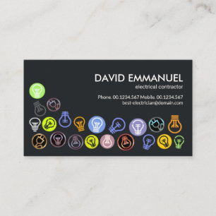 Bold Colorful Electrical Light Bulb Electrician Visitkort