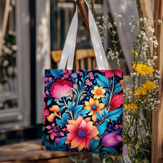 Bold Colorful Flowers Tygkasse