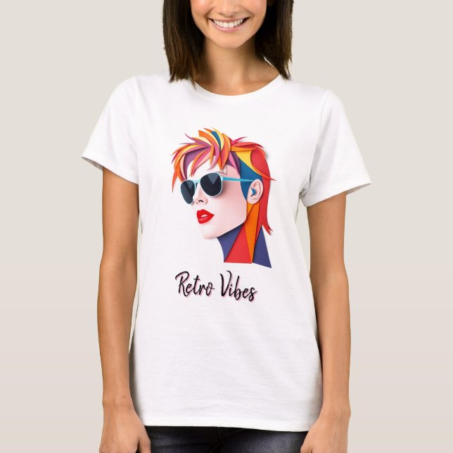 Bold Colorful Mode Porträtt T Shirt (Framsida)