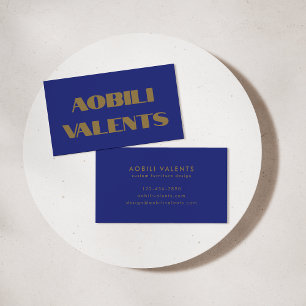 Bold Colorful Retro Typography Blue Guld Kreativ Visitkort
