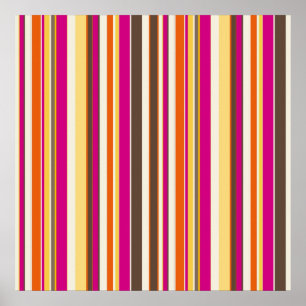 Bold Colorful Rosa Orange Brown Rand Mönster Poster