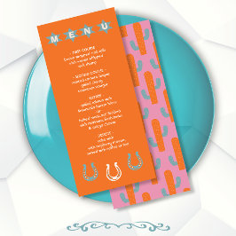 Bold Colorful Western Cowboy bröllop Menu Meny