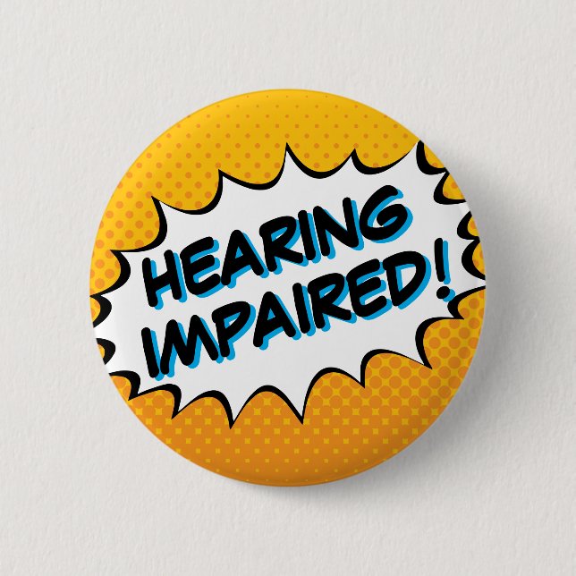 Bold Comic Book Typography Hearing Impaired Button Knapp (Framsida)
