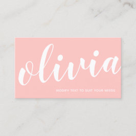 BOld Coral Rosa Handskriftlig skriptkalligrafi Visitkort