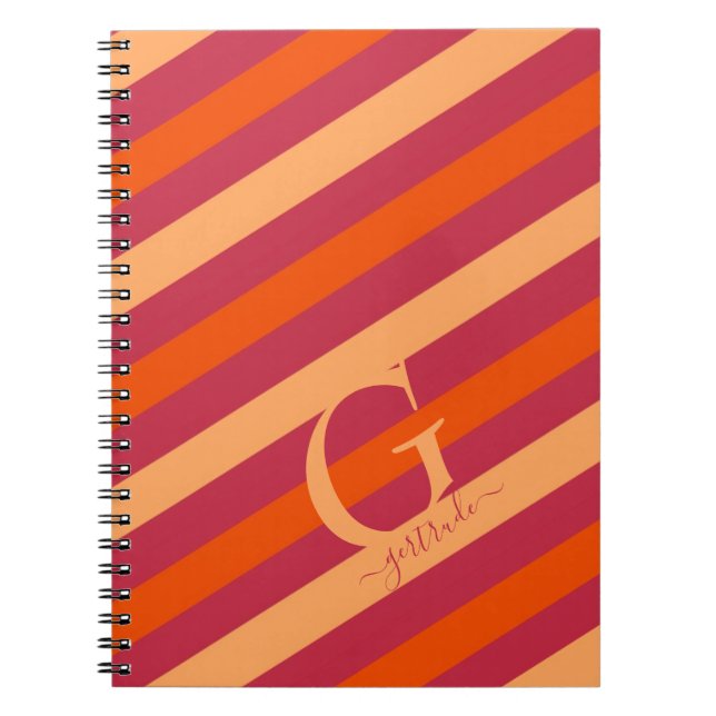 Bold Cranberry Red, Orange and Peach Rand Anteckningsbok (Framsidan)