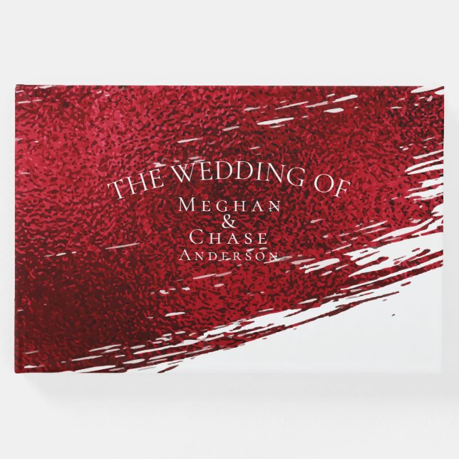 Bold Crimson Brush Stroke Gästböcker (Framsida)
