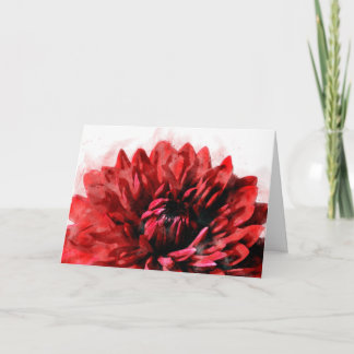 Bold Dahlia Watercolor Crimson Anteckningskort