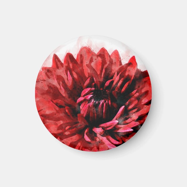 Bold Dahlia Watercolor Crimson Magnet (Framsidan)