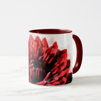 Bold Dahlia Watercolor Crimson Mugg